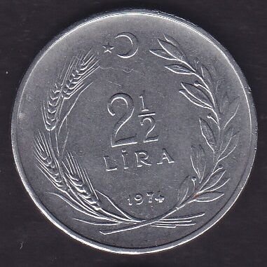 1974 Yılı 2.5 Lira Düz