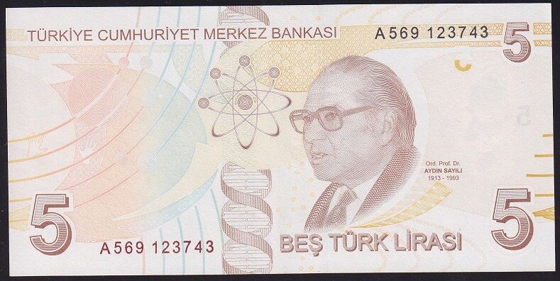 9.Emisyon 1.Tertip 5 Lira A569 123743 Ççt Çilaltı