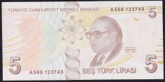 9.Emisyon 1.Tertip 5 Lira A569 123743 Ççt Çilaltı
