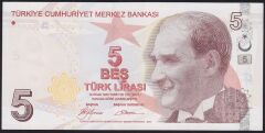 9.Emisyon 1.Tertip 5 Lira A569 123743 Ççt Çilaltı
