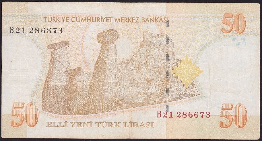 8.Emisyon 50 YTL B21 286673 Çok Temiz