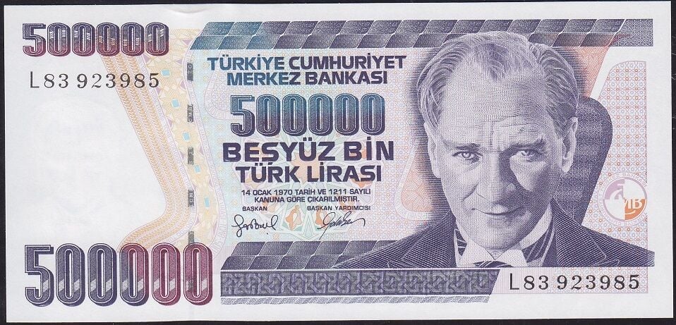 7.Emisyon 4.Tertip 500.000 Lira L83 9239XX Çilaltı Çil