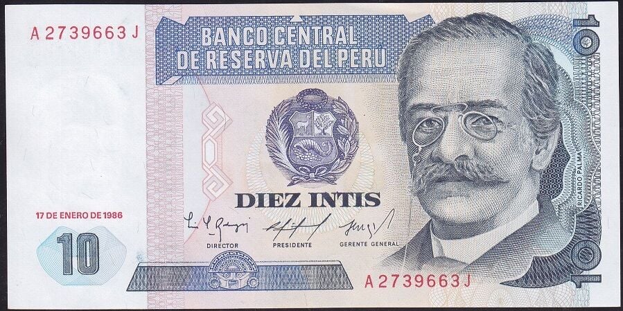 Peru 10 İntis 1986 Çil Pick 128b
