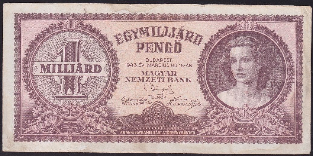 Macaristan 1 Milyar Pengo 1946 Çok Temiz
