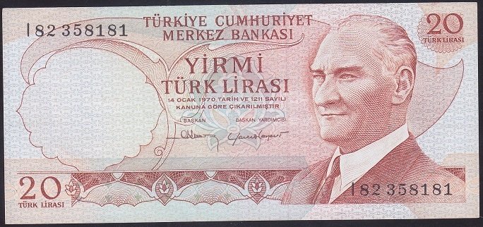 6.EMİSYON 4.TERTİP 20 LİRA I82 358181 ÇÇT