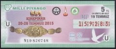 2015 19 TEMMUZ ÇEYREK BİLET U SERİSİ
