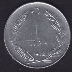 1972 Yılı 1 Lira Ters