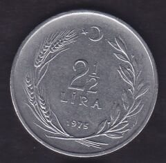 1975 Yılı 2.5 Lira Düz