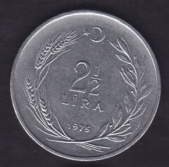 1975 Yılı 2.5 Lira Düz