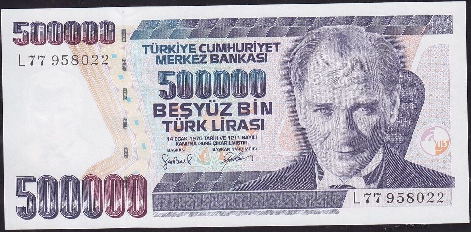 7.Emisyon 4.Tertip 500.000 Lira L77 9580XX Çil