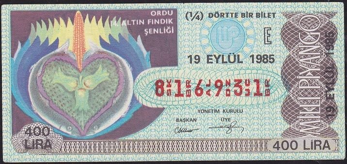 1985 19 Eylül Çeyrek Bilet - E Serisi