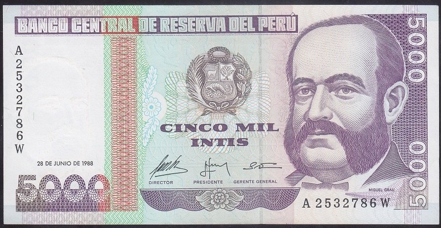 PERU 5000 İNTİS 1988 ÇÇT ÇİLALTI