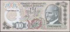 6.Emisyon 2.Tertip 100 Lira F89 540425 Çok Çok Temiz+