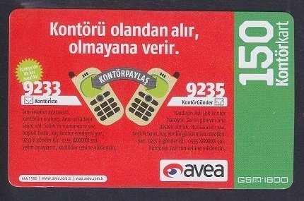 AVEA 150 KONTÖR - KONTÖR PAYLAŞ SKT 2009