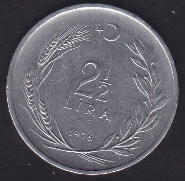 1976 Yılı 2.5 Lira Ters