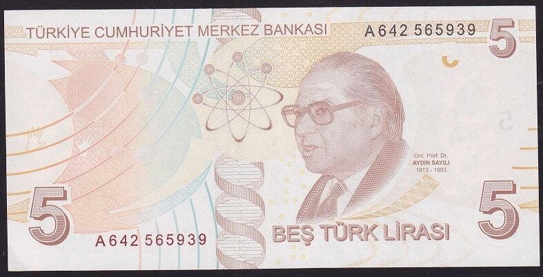 9.Emisyon 1.Tertip 5 Lira A642 565939 Ççt Çilaltı