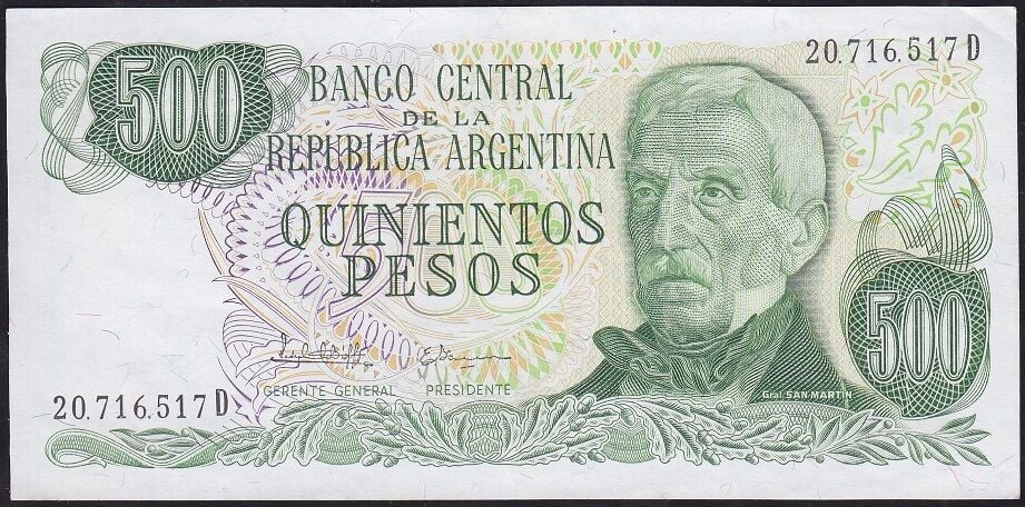 Arjantin 500 Pesos 1977 Çilaltı Pick 303d
