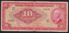 4.EMİSYON 1.TERTİP 10 LİRA K8 28670 TEMİZ