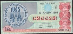 1985 19 Kasım Yarım Bilet - Y Serisi