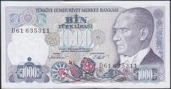 7.Emisyon 1.Tertip 1000 Lira D61 635311 Çilaltı ( cüzdan katı yoktur)