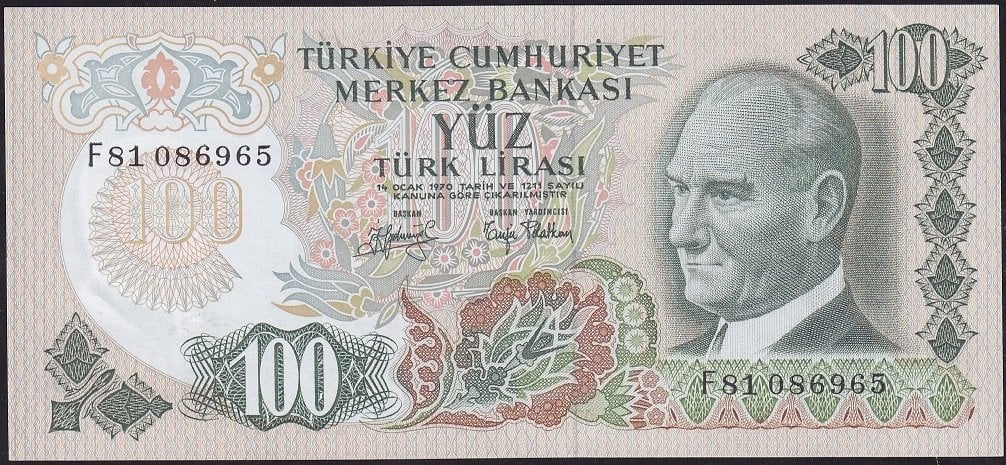 6.Emisyon 2.Tertip 100 Lira F81 086965 Çilaltı Çil