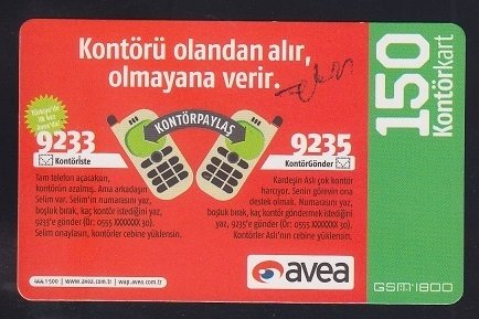AVEA 150 KONTÖR - KONTÖR PAYLAŞ SKT 2010