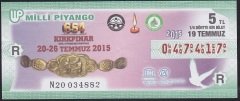 2015 19 TEMMUZ ÇEYREK BİLET R SERİSİ