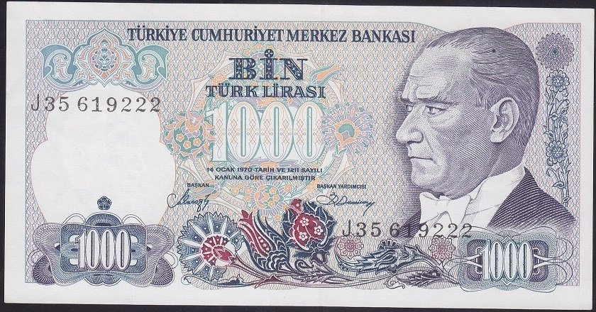 7.EMİSYON 2.TERTİP 1000 LİRA J35 619222 ÇÇT ÇİLALTI