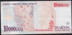 7.Emisyon 10 000 000 Lira C48 377639 Çok Temiz+