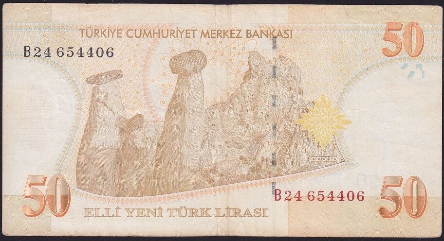 8.Emisyon 50 YTL B24 654406 Çok Temiz