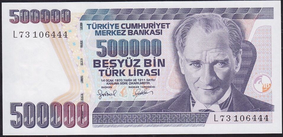 7.Emisyon 4.Tertip 500000 Lira L73 106444 Çil