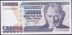 7.Emisyon 4.Tertip 500.000 Lira L73 106444 Çil