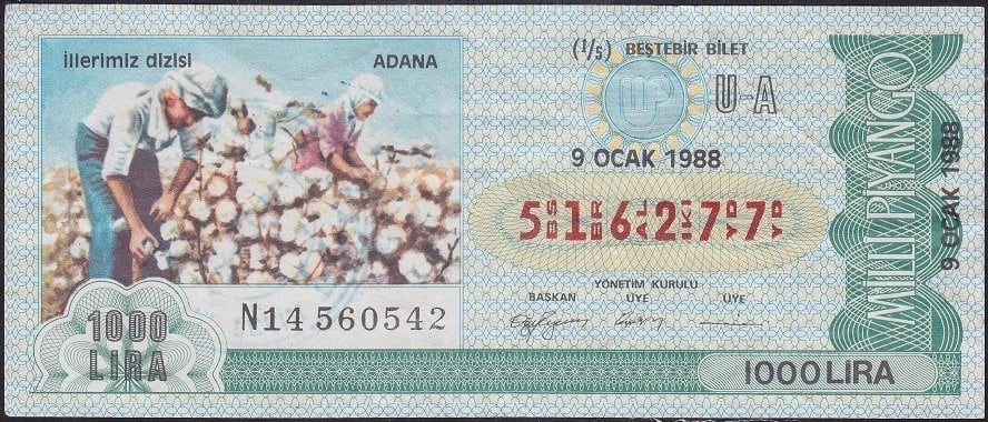 1988 9 Ocak 1/5 Bilet - U-A Serisi