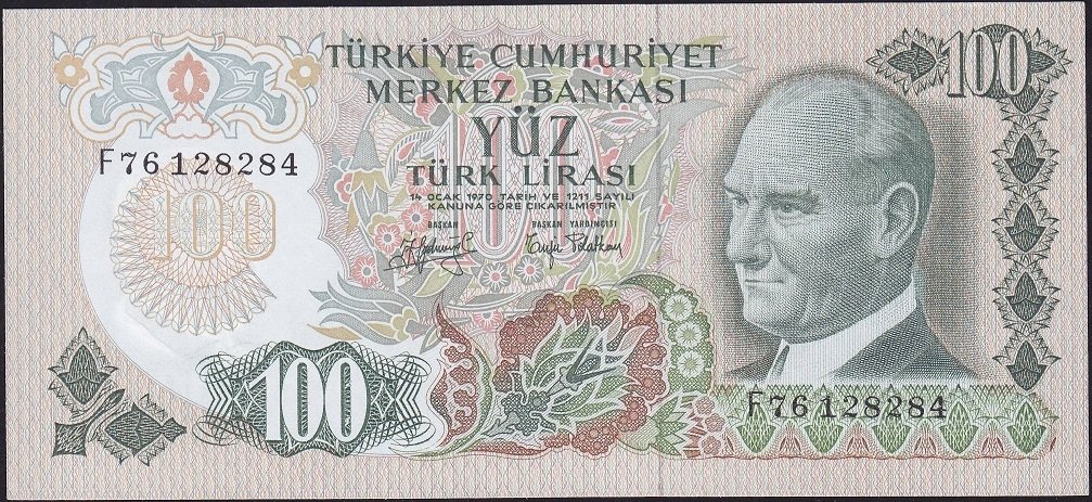 6.Emisyon 2.Tertip 100 Lira F76 128284 Çilaltı Çil