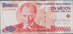 7.Emisyon 10 000 000 Lira E35 204521 Ççt Çilaltı