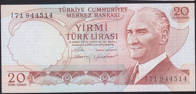 6.EMİSYON 4.TERTİP 20 LİRA I71 944514 ÇİLALTI ÇİL