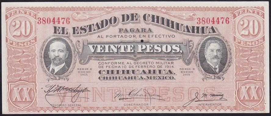 MEKSİKA 20 PESOS 1915 ÇİL