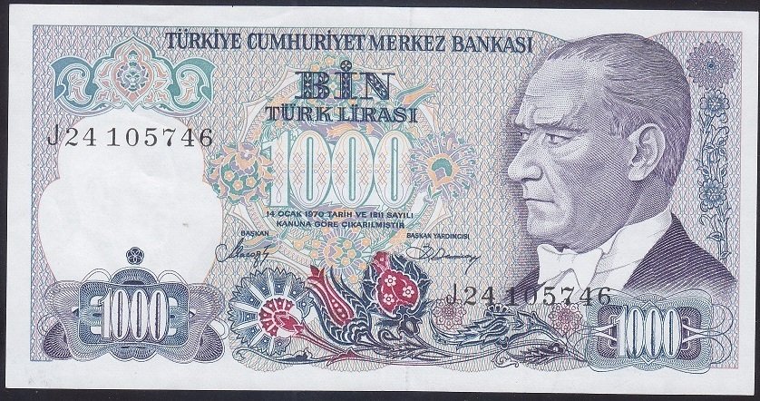 7.EMİSYON 2.TERTİP 1000 LİRA J24 105746 ÇİLALTI