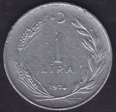 1974 Yılı 1 Lira Ters