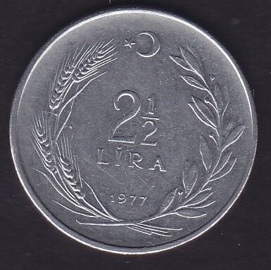 1977 Yılı 2.5 Lira Ters
