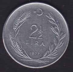 1977 Yılı 2.5 Lira Ters