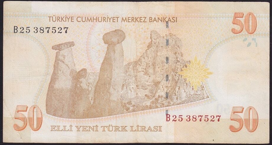 8.Emisyon 50 YTL B25 387527 Çok Temiz+