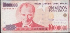 7.Emisyon 10.000.000 Lira G89 956787 Çok Temiz