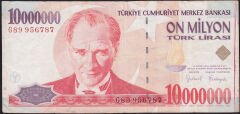 7.Emisyon 10.000.000 Lira G89 956787 Çok Temiz