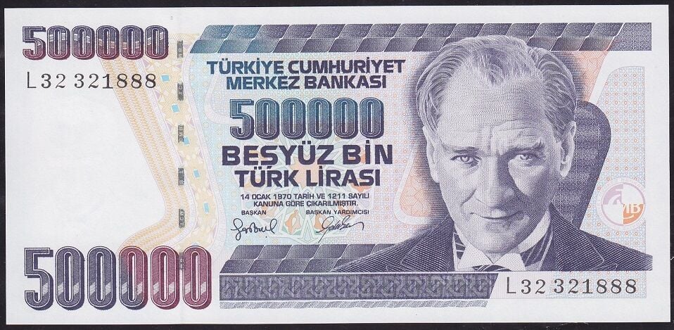 7.Emisyon 4.Tertip 500.000 Lira L32 321888 Çil