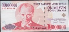 7.Emisyon 10 000 000 Lira A17 442406 Çok Temiz+