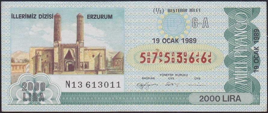 1989 19 Ocak 1/5 Bilet - G-A Serisi
