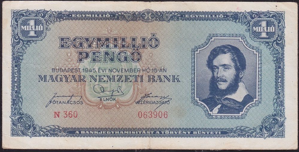 Macaristan 1000000 Pengo 1945 Çok Temiz+