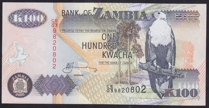 Zambia 100 Kwacha 2005 ÇİL Pick 38e
