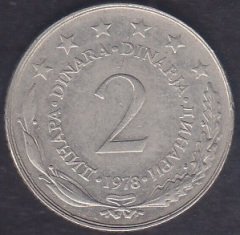 YUGOSLAVYA 2 DİNAR 1978 eski para